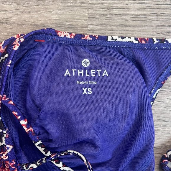 Athleta Aqualuxe Purple Pink Floral Geometric Strappy Swim Dress Cover-Up Sz XS - Picture 5 of 6